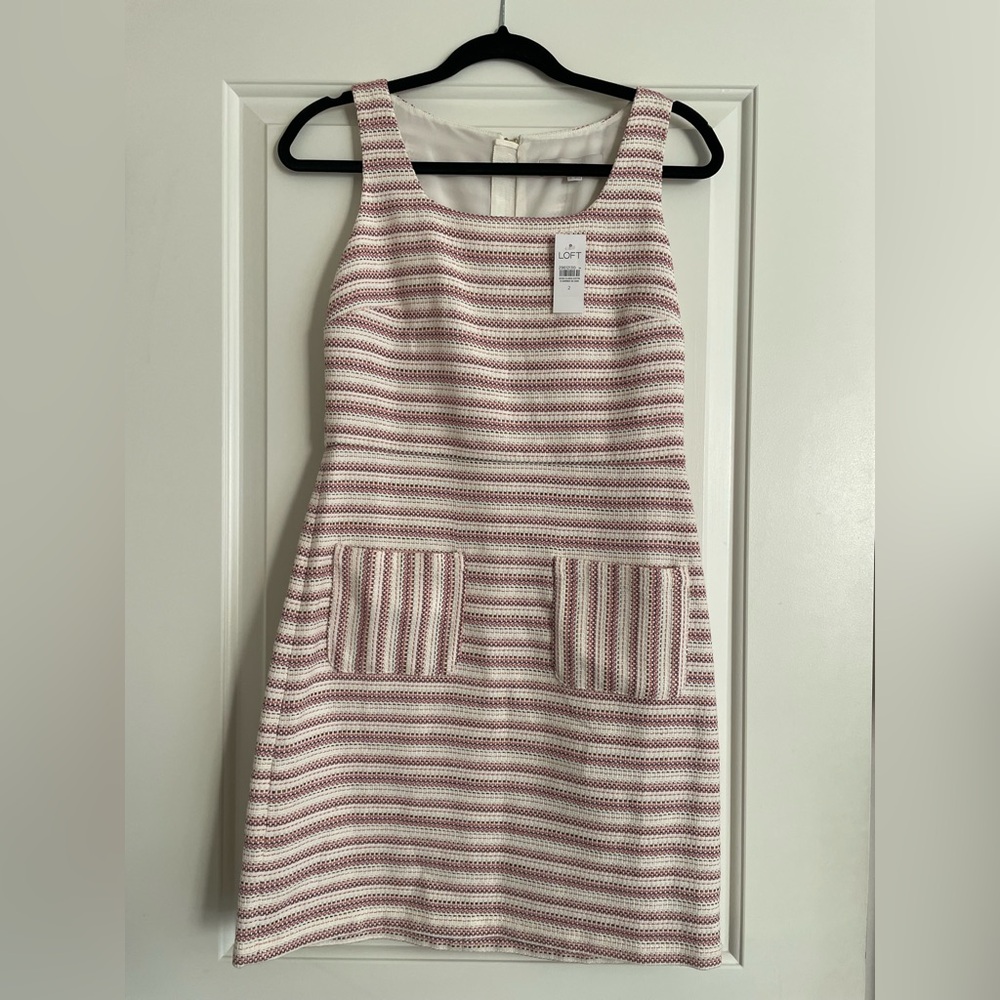 LOFT Ann Taylor Dress with Pink Blur and Off White Stripes